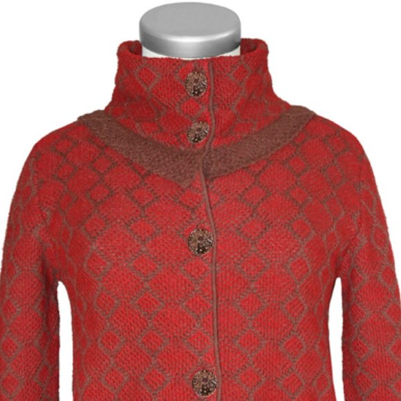 Tweed Pattern Peruvian Cardigan - Picture 2 of 5